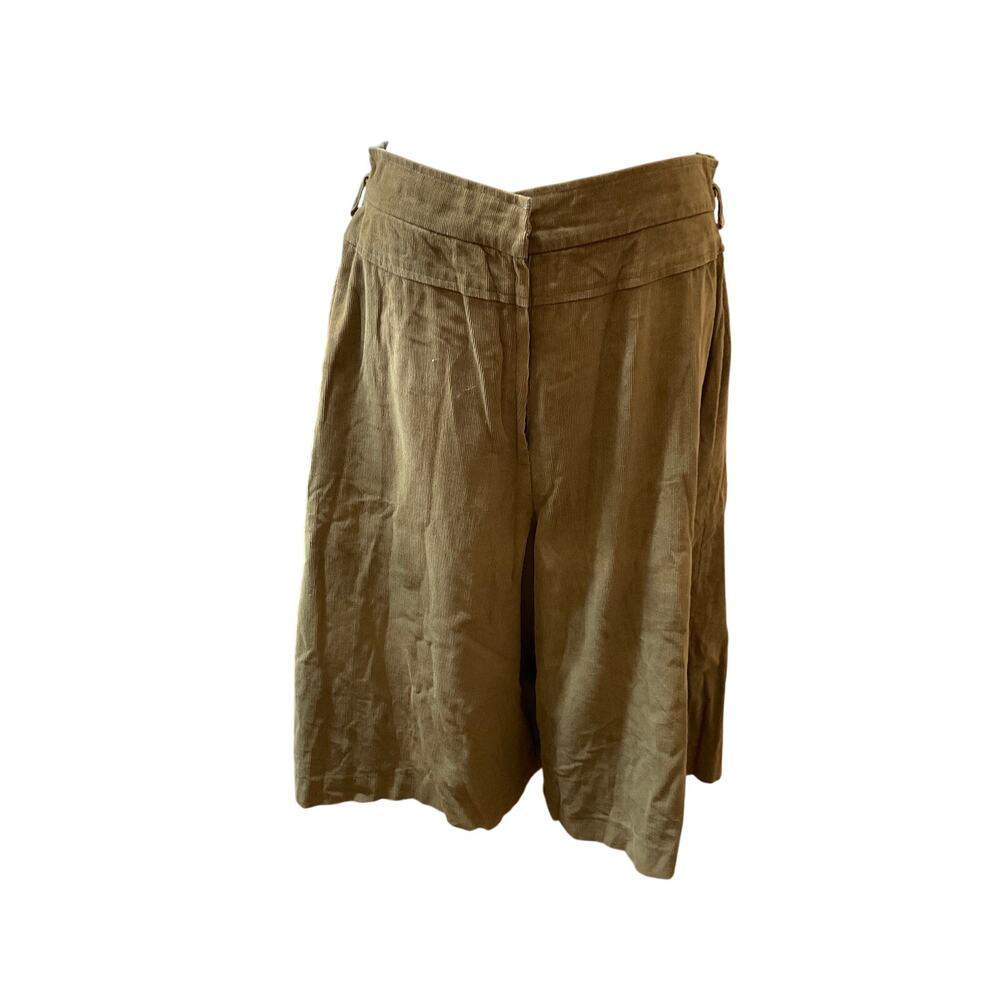 Brown Corduroy Culottes Western Pockets High Waist Wide Leg Boho Career Workwear